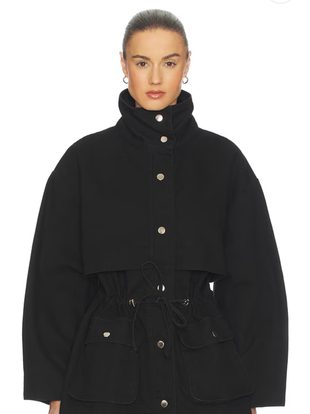 Helsa Garment Washed Utility Jacket in Washed Black